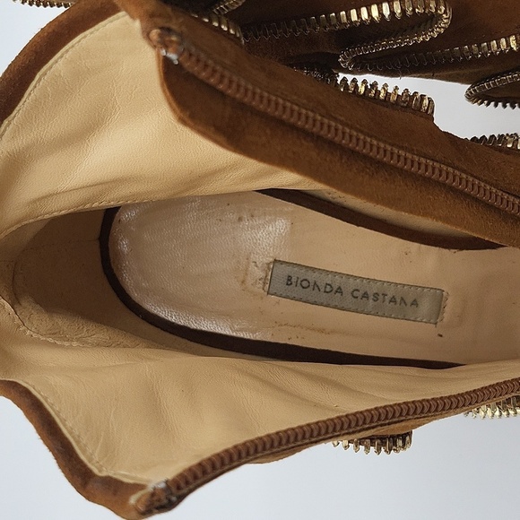 941- Bionda Castana Ankle Suede Boots Open Toe Made In Italy Size 6.5 - Picture 10 of 12